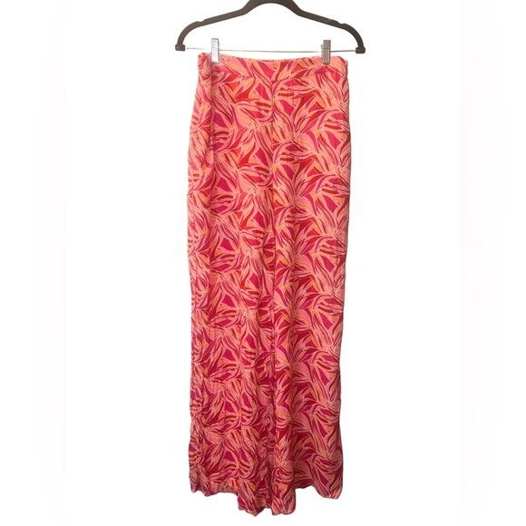 ASHLEY PARK Floral Trousers in Pink Womens Size 8 Wide Leg Tropical Pants - Picture 8 of 9